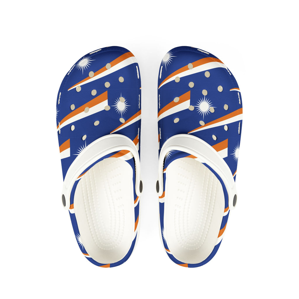 Printed EVA Foam Clogs — Blue Orange Starburst Pattern