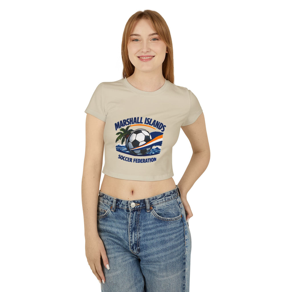 Marshall Islands Soccer Federation Women’s Baby Tee — Tropical Soccer Graphic Crop Top