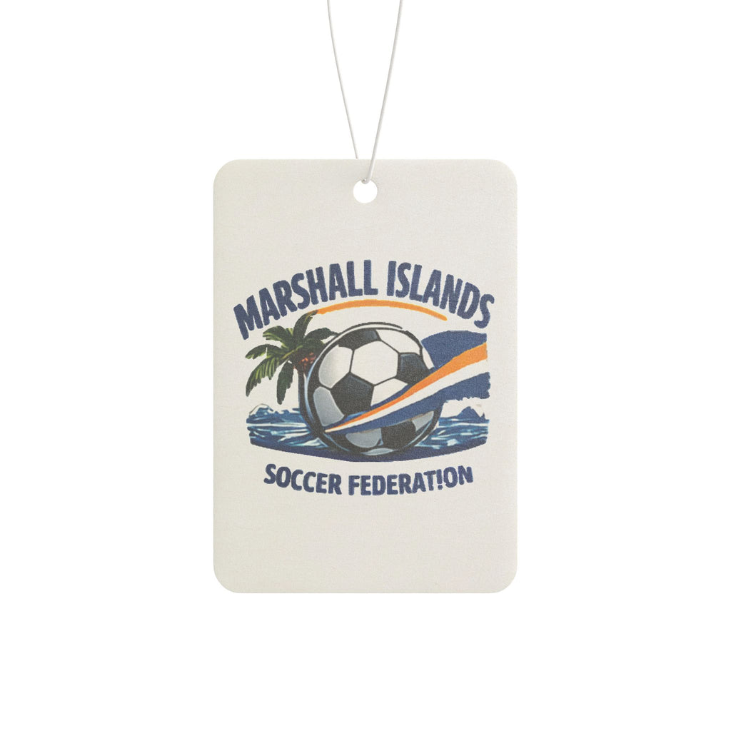 Marshall Islands Soccer Air Freshener — Car Air Freshener with Soccer Ball & Palm Tree Design