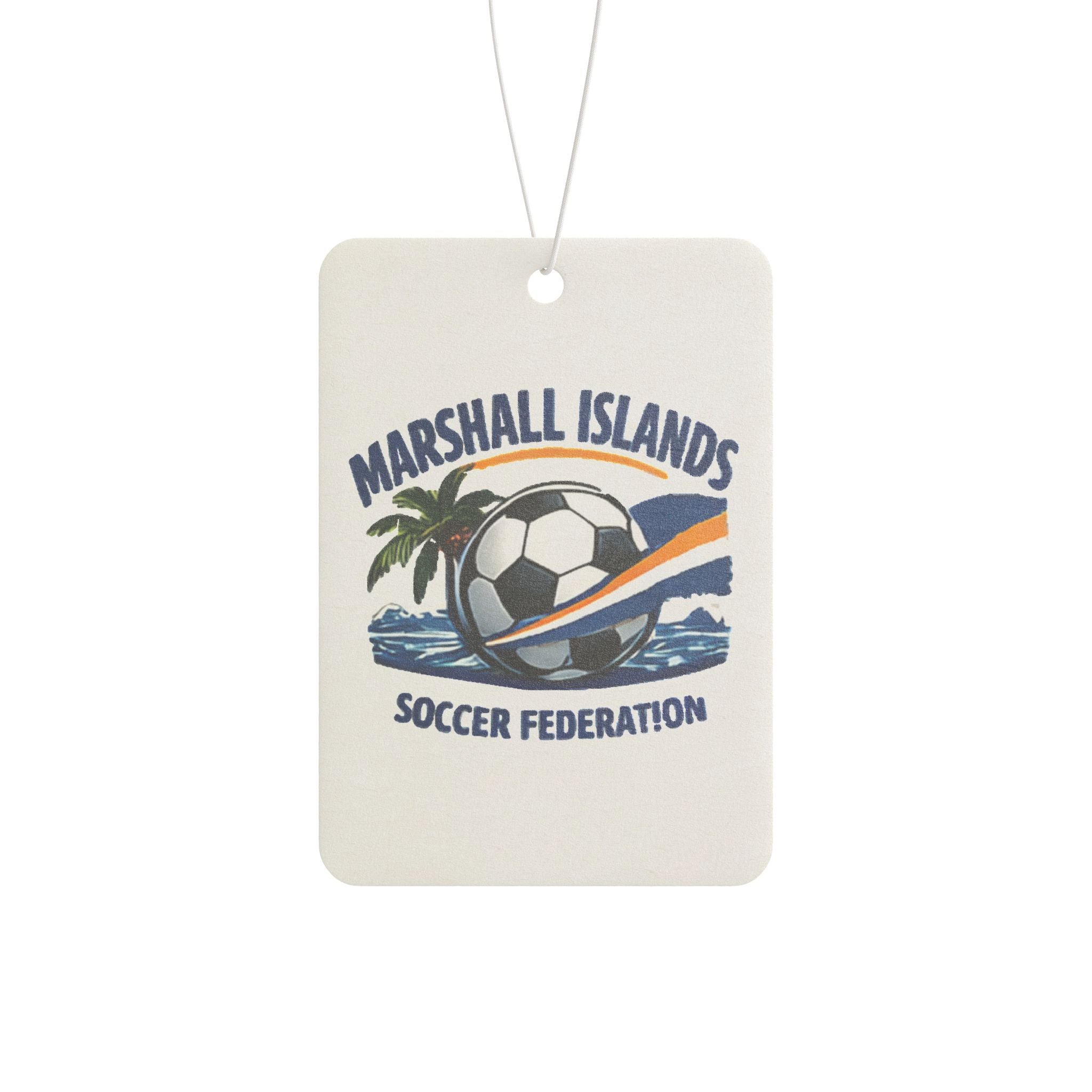 Marshall Islands Soccer Air Freshener — Car Air Freshener with Soccer Ball & Palm Tree Design