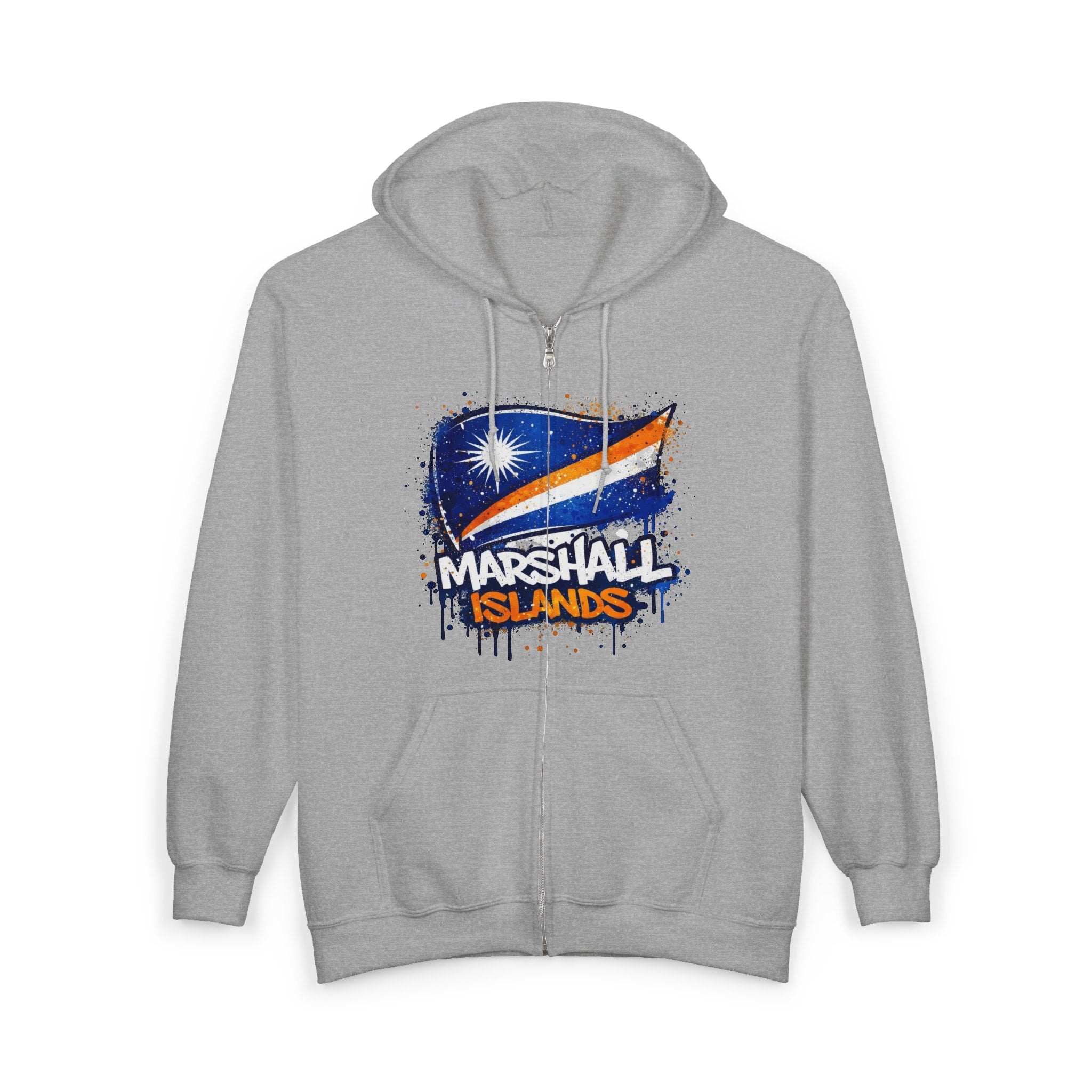 Marshall Islands Graffiti Flag Zip Hoodie — Marshall Islands Pride Full-Zip Sweatshirt