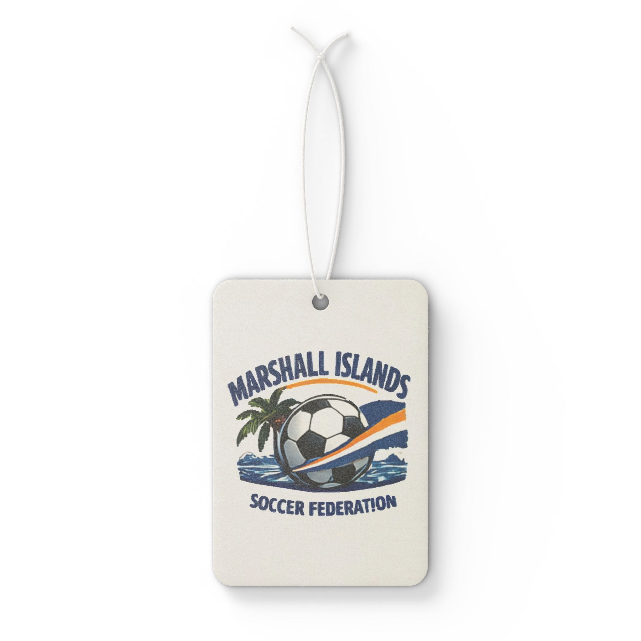 Marshall Islands Soccer Air Freshener — Car Air Freshener with Soccer Ball & Palm Tree Design