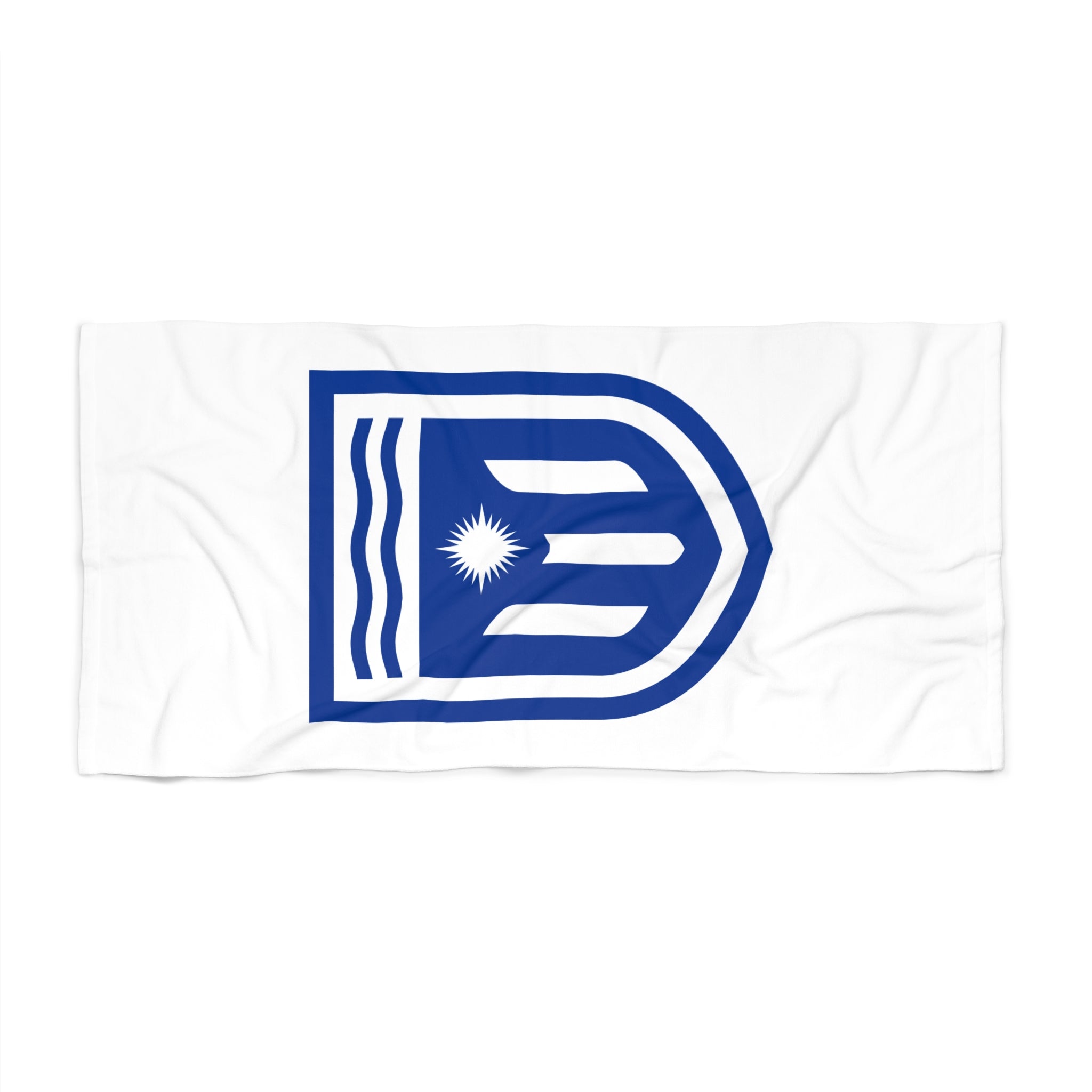 Blue Nautical Emblem Beach Towel – Sun & Waves Coastal Design