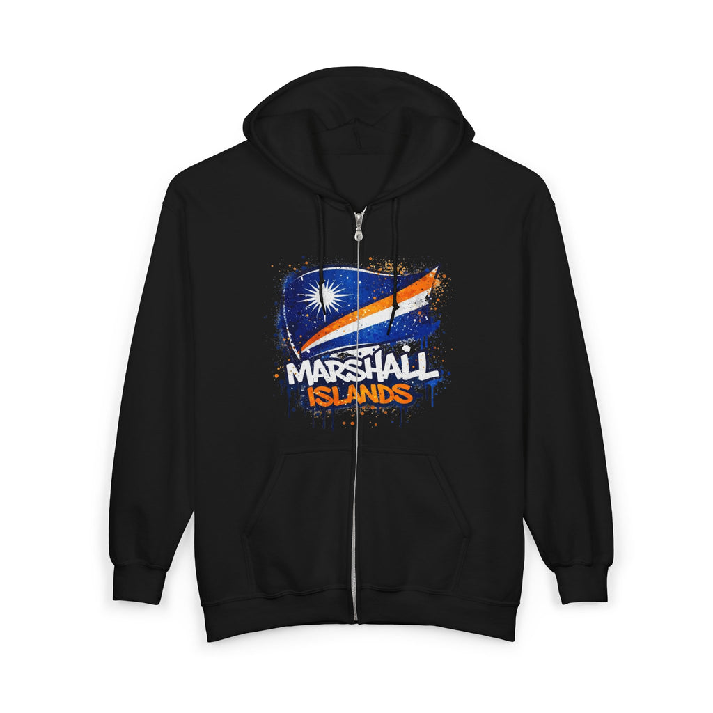 Marshall Islands Graffiti Flag Zip Hoodie — Marshall Islands Pride Full-Zip Sweatshirt