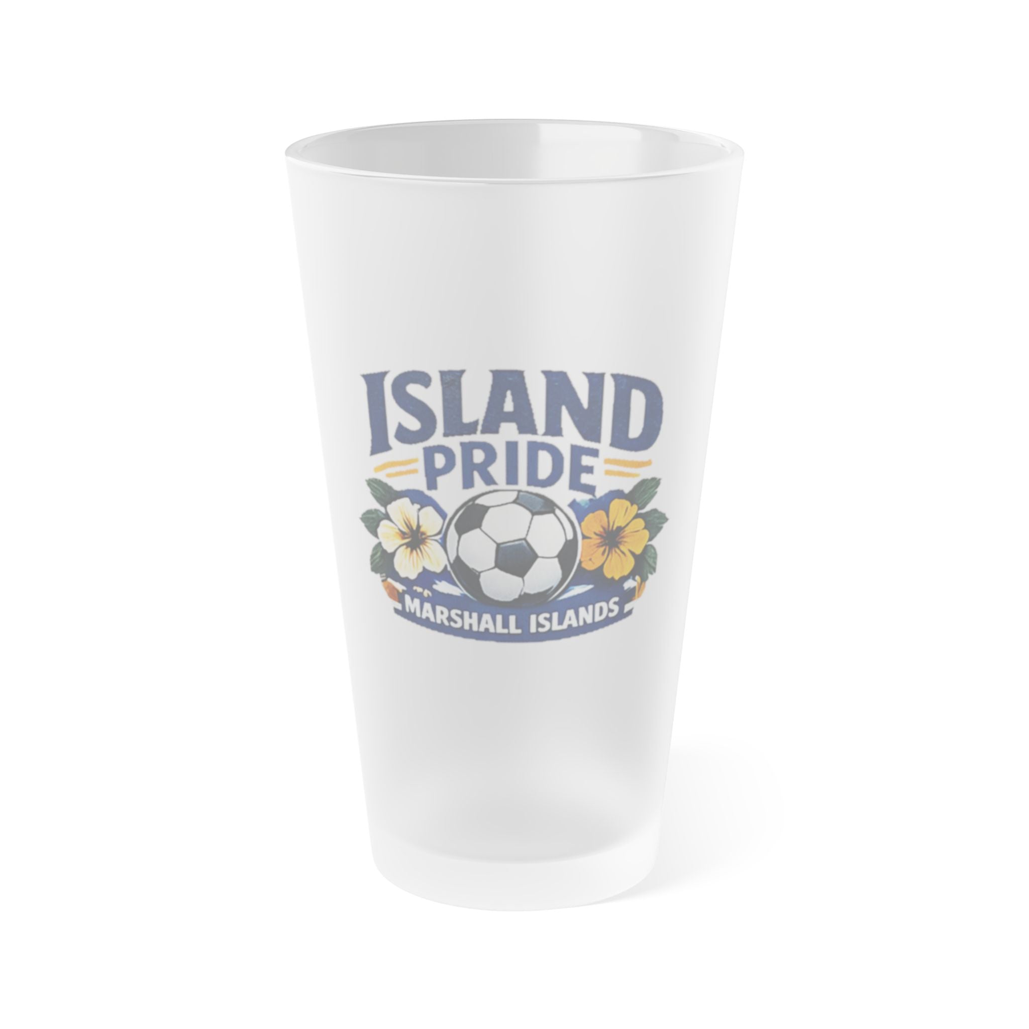 Frosted Pint Glass – "Island Pride" MISF Floral 16oz Beer & Beverage Glass
