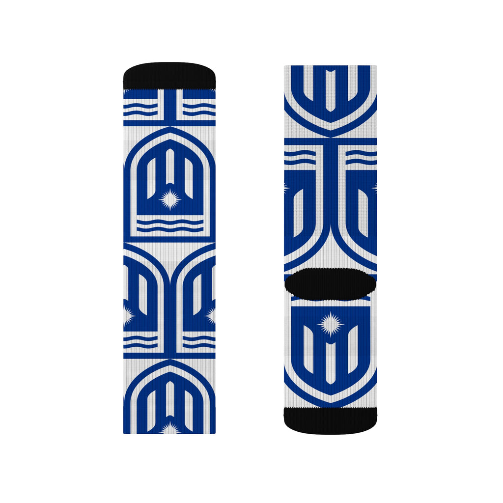 MISF Blue Geometric Shield Sublimation Socks