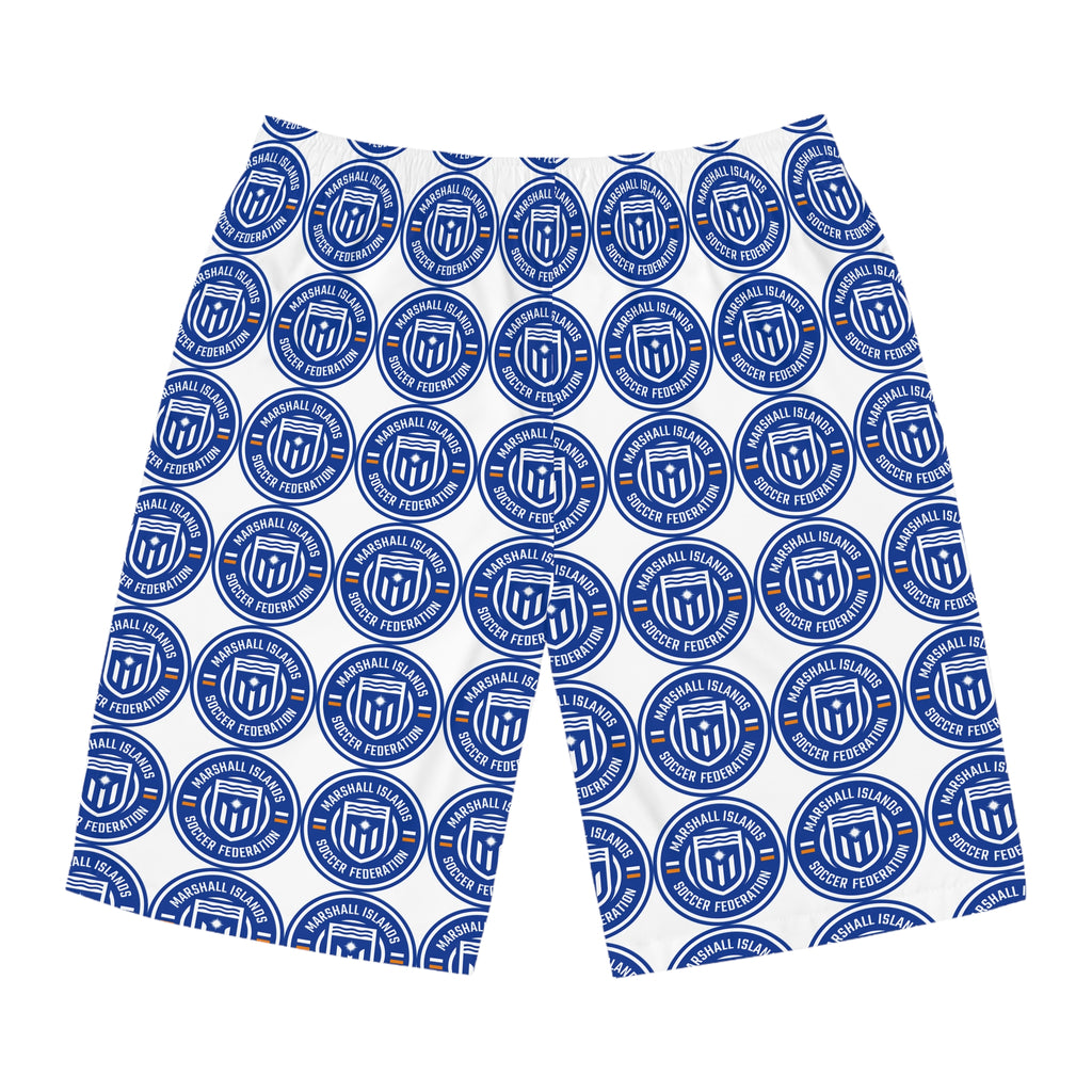 MISF Nautical Crest Board Shorts — Blue Emblem All-Over Print