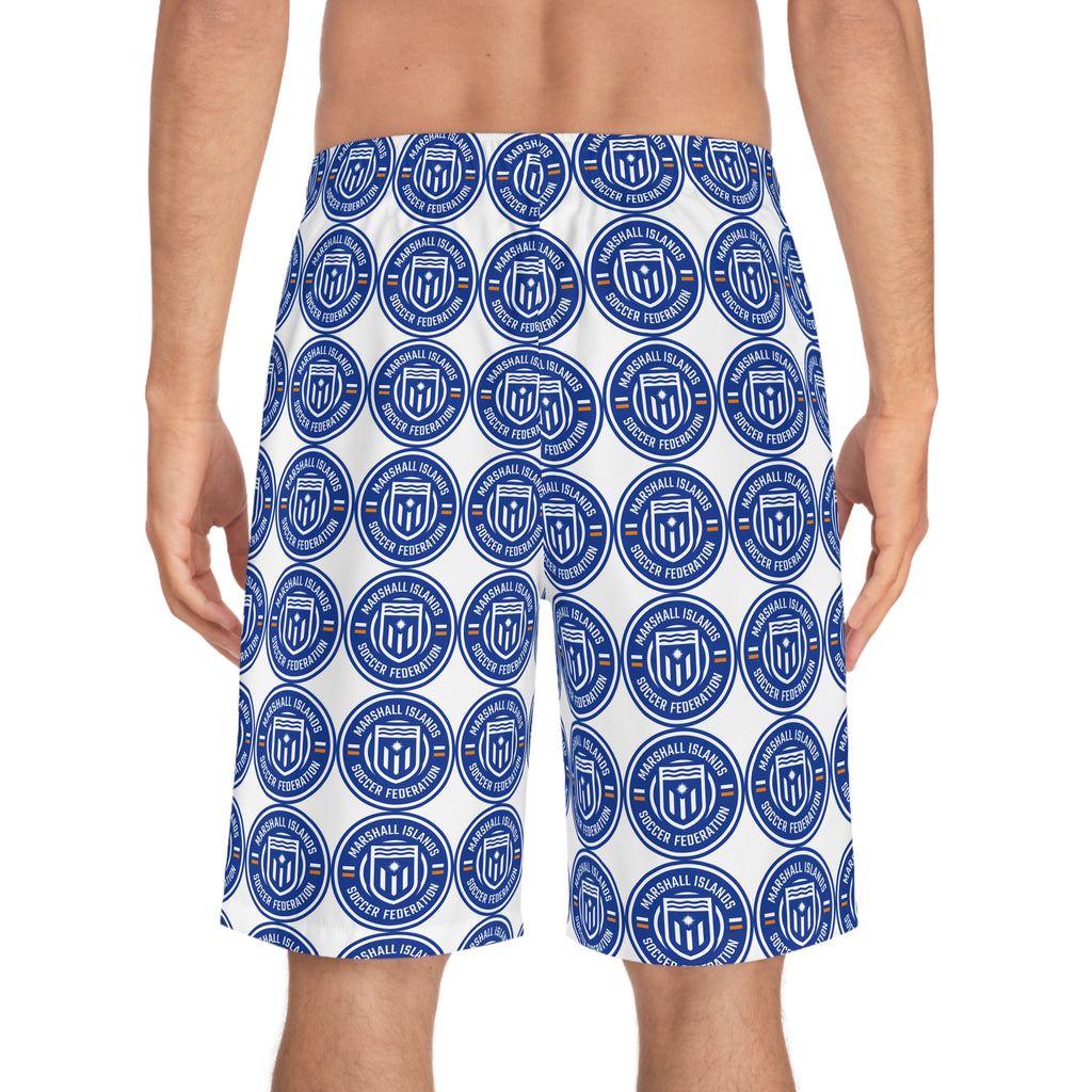 MISF Nautical Crest Board Shorts — Blue Emblem All-Over Print