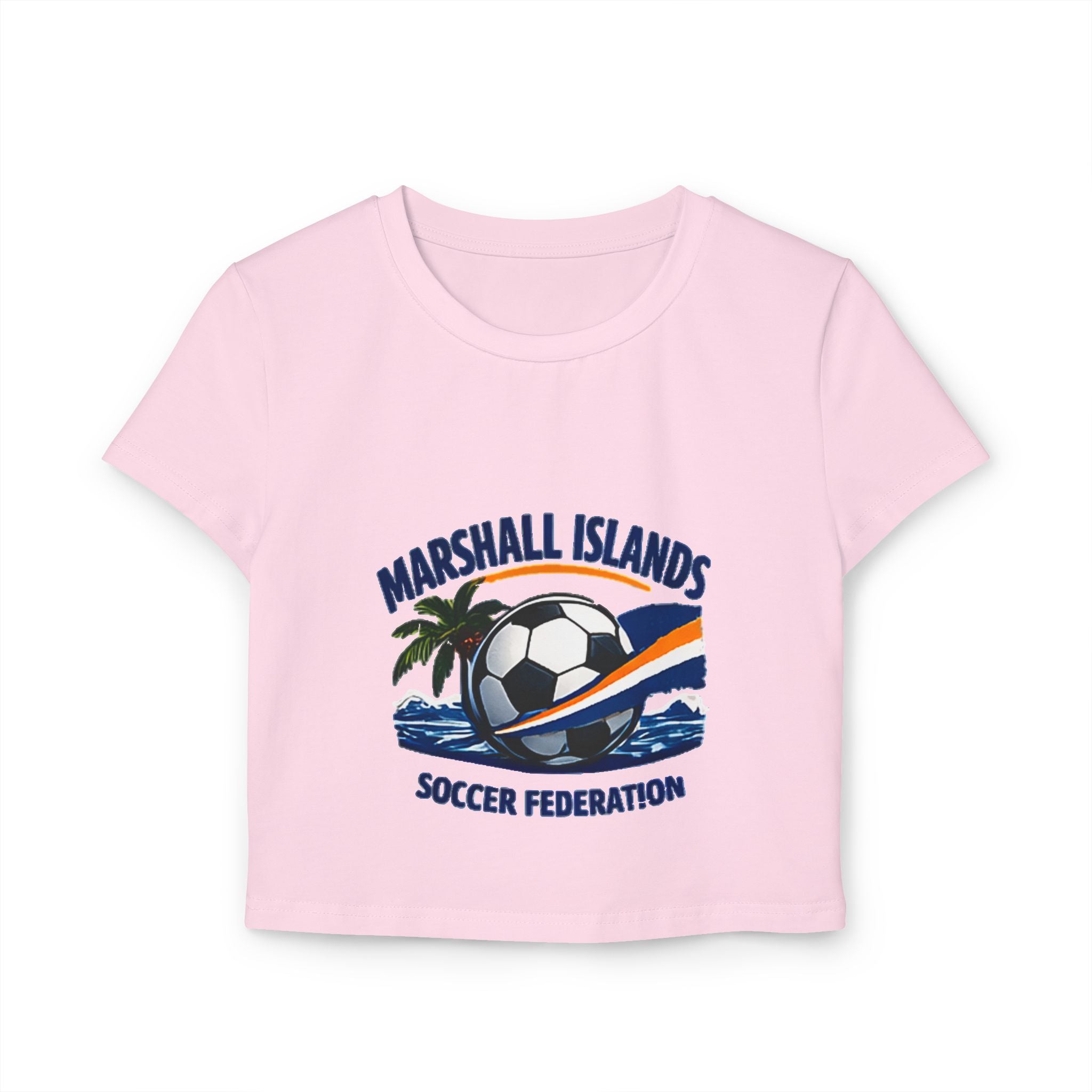 Marshall Islands Soccer Federation Women’s Baby Tee — Tropical Soccer Graphic Crop Top