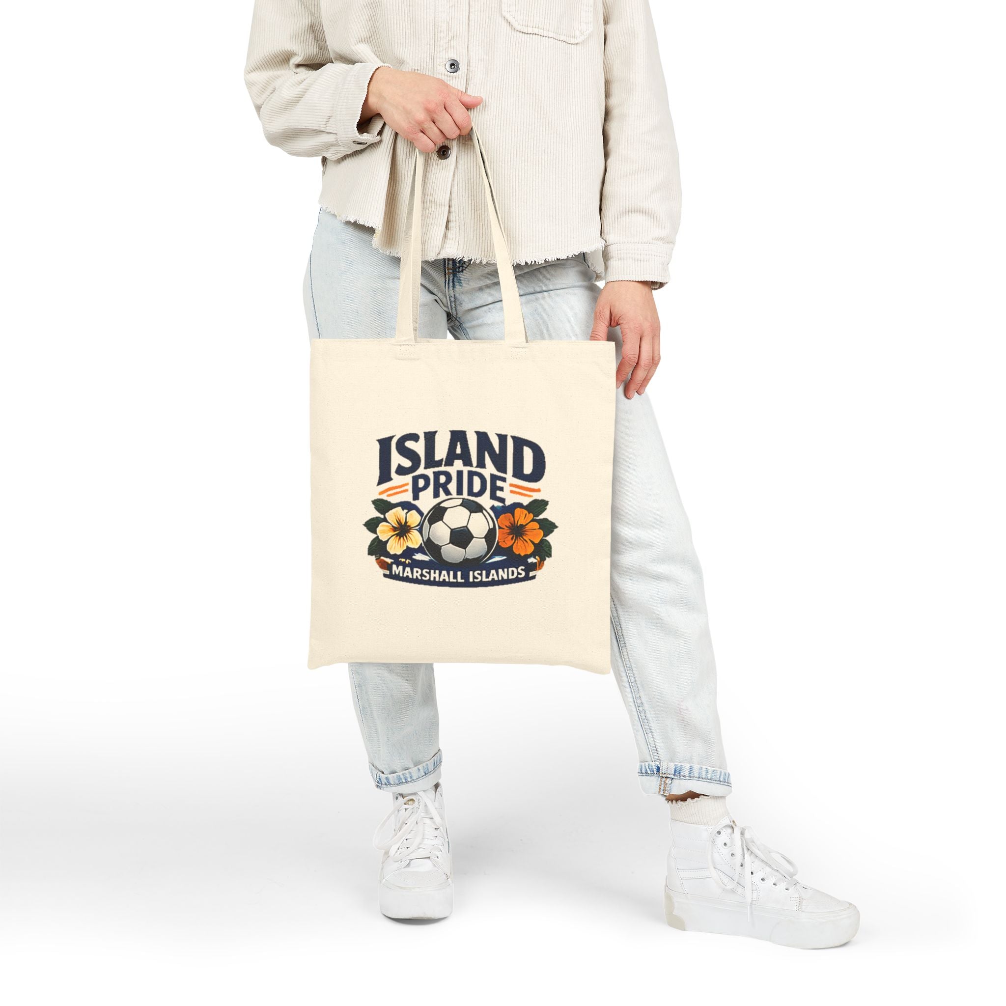 Island Pride Tote Bag – Marshall Islands Soccer Floral Canvas Tote