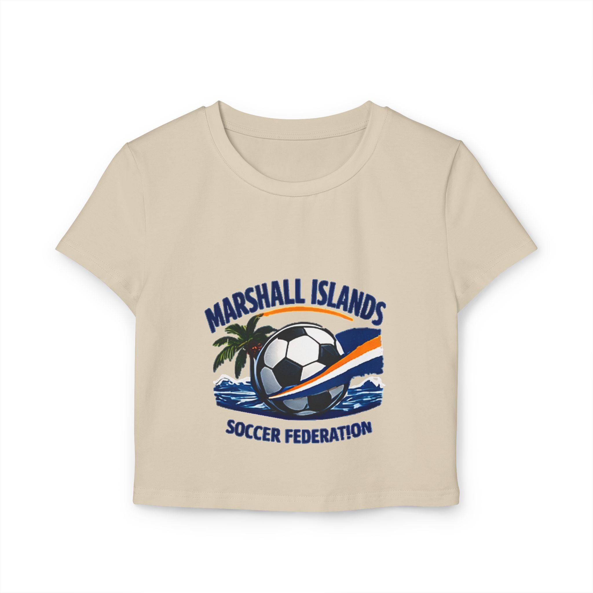 Marshall Islands Soccer Federation Women’s Baby Tee — Tropical Soccer Graphic Crop Top