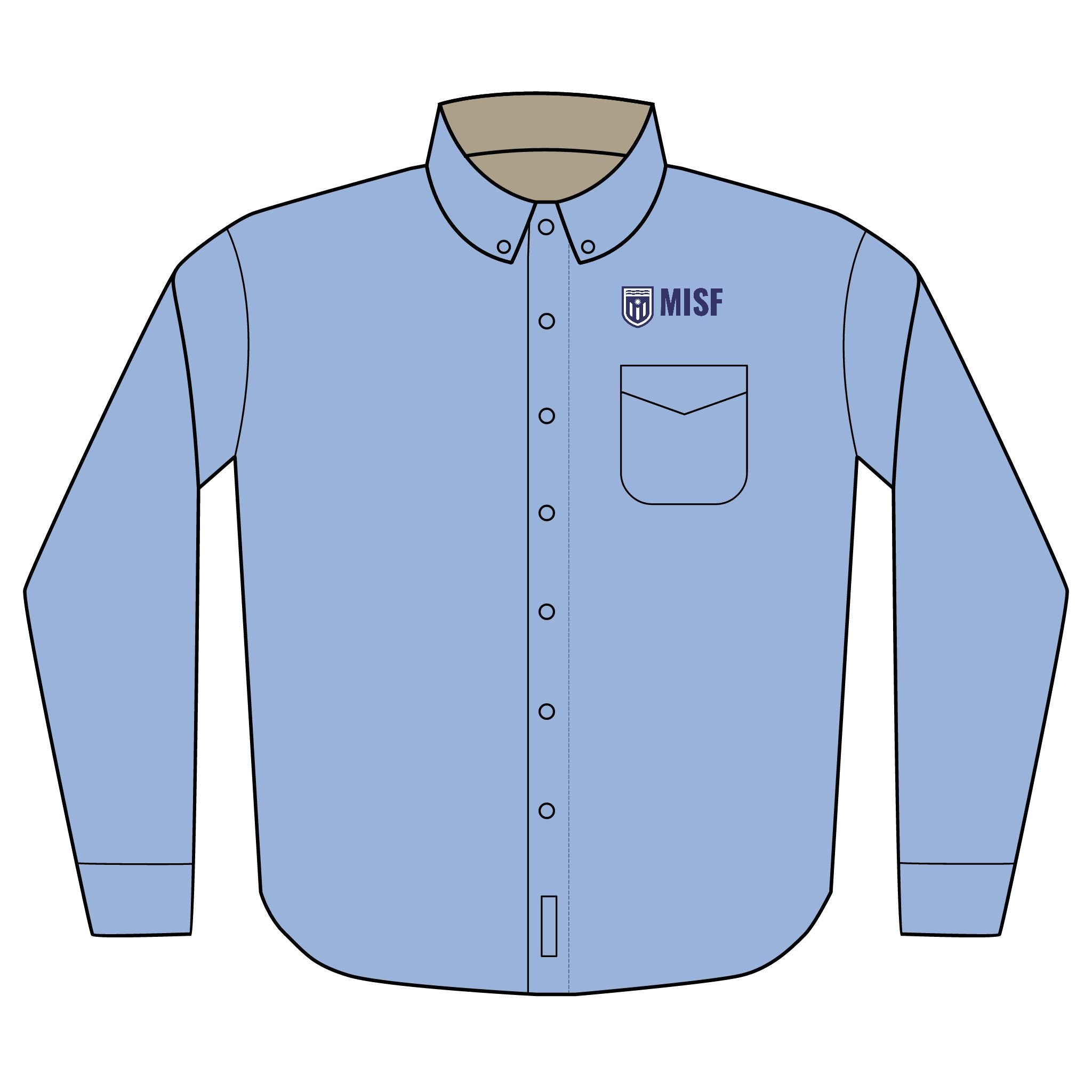 MISF Embroidered Long Sleeve Dress Shirt — Classic Work & Uniform Shirt
