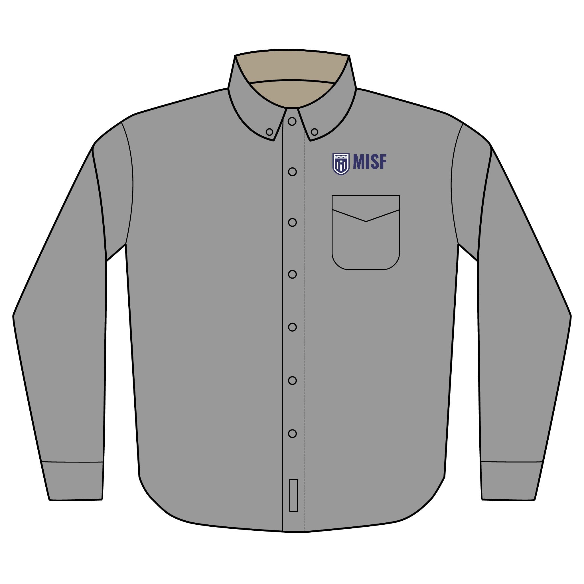 MISF Embroidered Long Sleeve Dress Shirt — Classic Work & Uniform Shirt