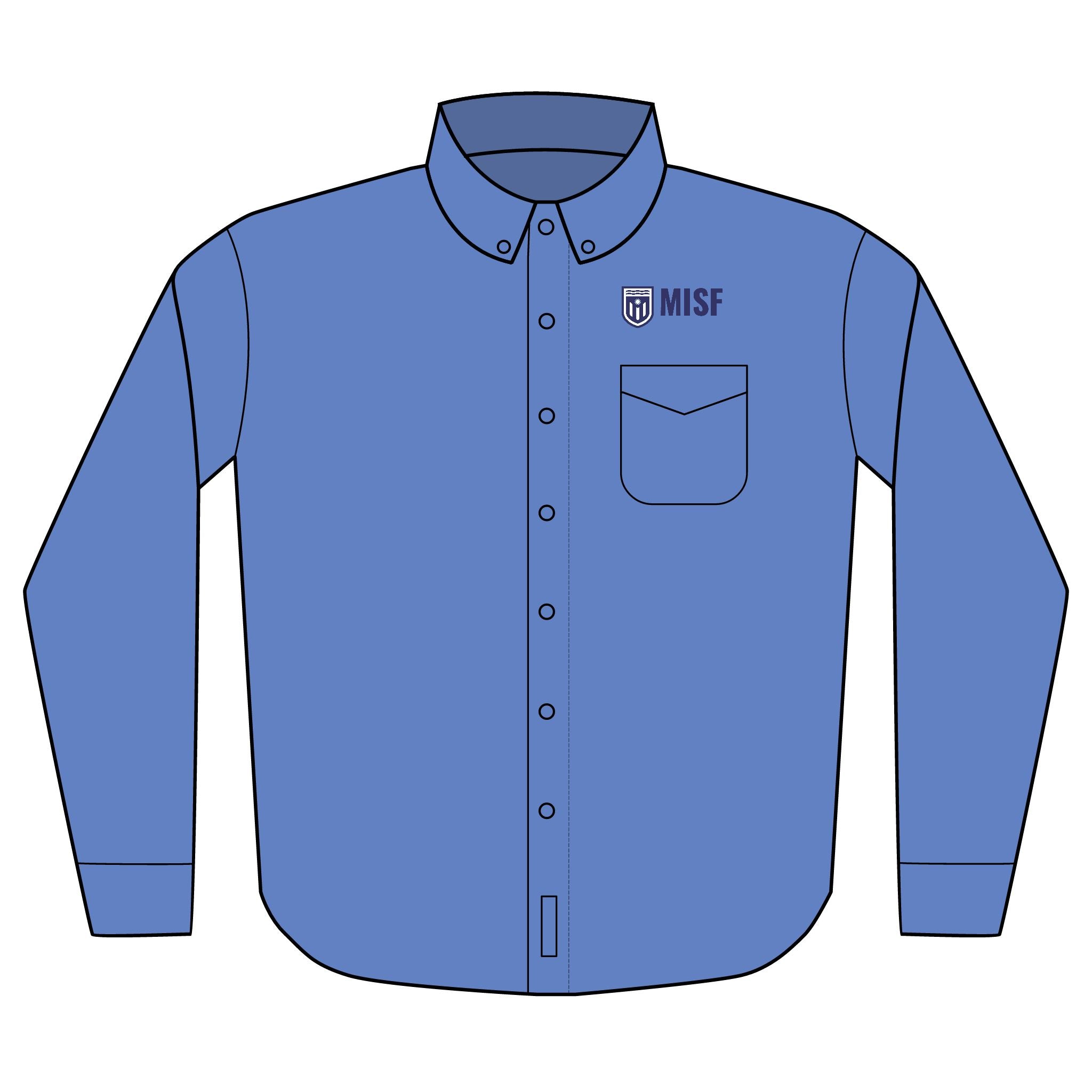MISF Embroidered Long Sleeve Dress Shirt — Classic Work & Uniform Shirt