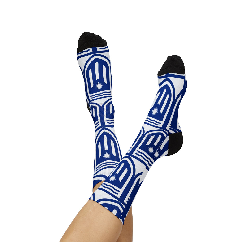 MISF Blue Geometric Shield Sublimation Socks