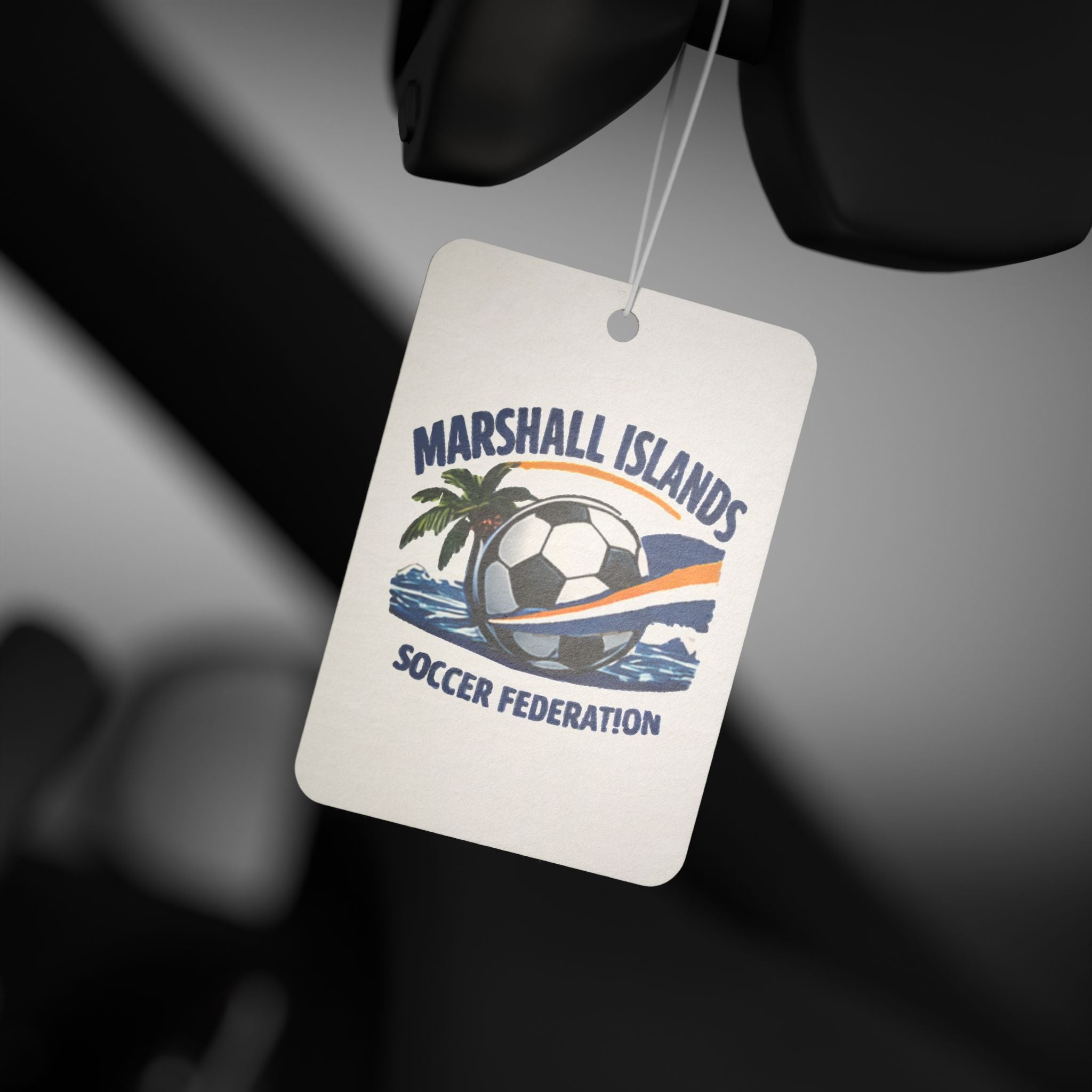 Marshall Islands Soccer Air Freshener — Car Air Freshener with Soccer Ball & Palm Tree Design