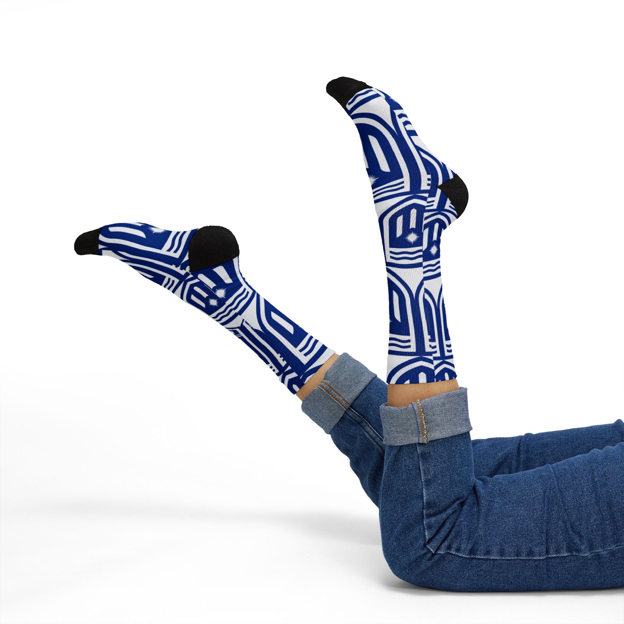 MISF Blue Geometric Shield Sublimation Socks