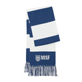 Navy & White Striped Embroidered Spectator Scarf — MISF Logo Fan Scarf