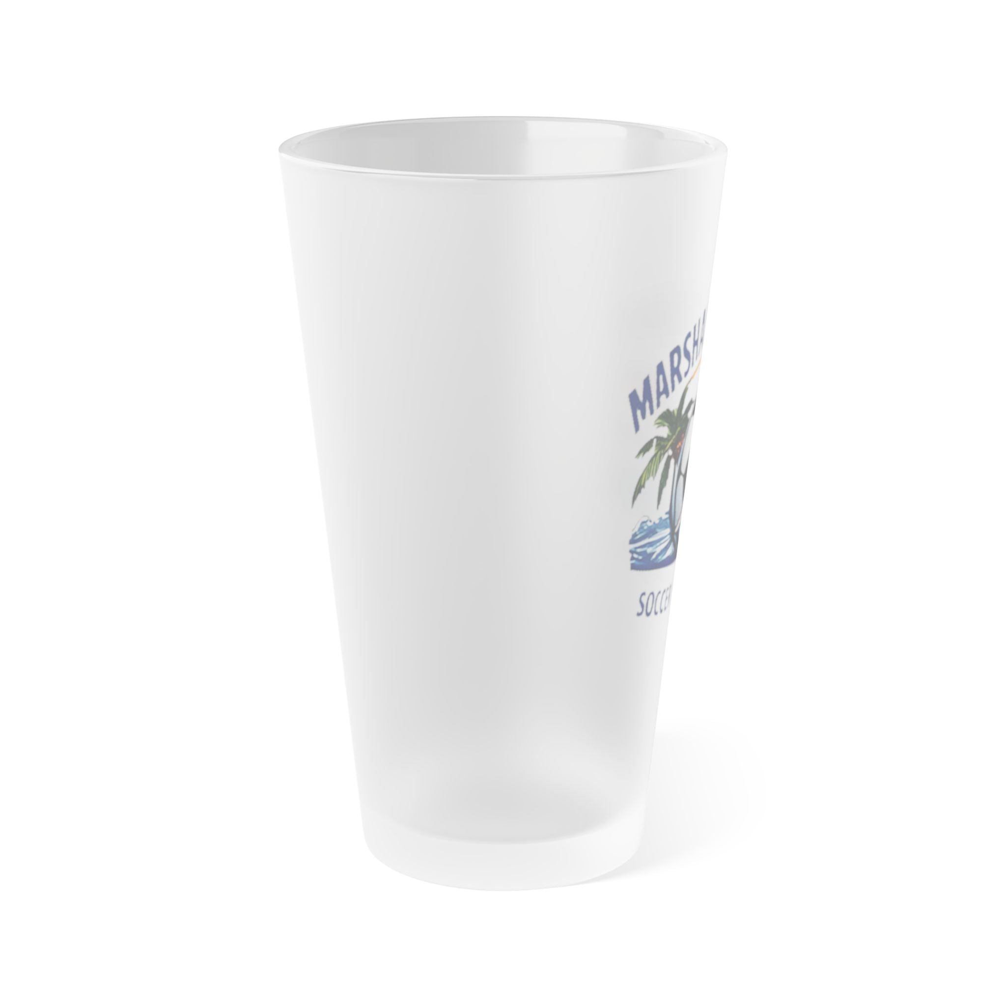 Frosted 16oz Pint Glass — MISF Vintage Soccer Crest Beer Cup