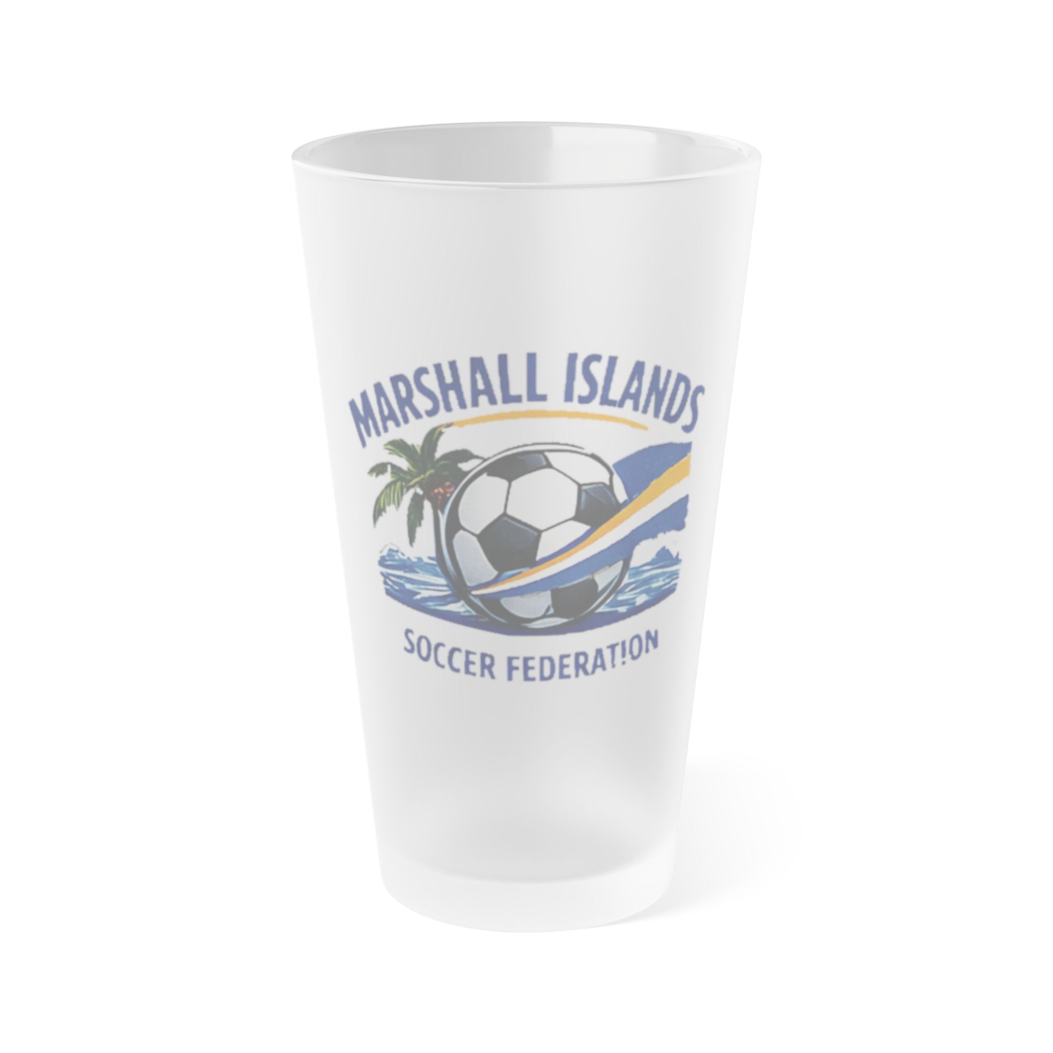 Frosted 16oz Pint Glass — MISF Vintage Soccer Crest Beer Cup