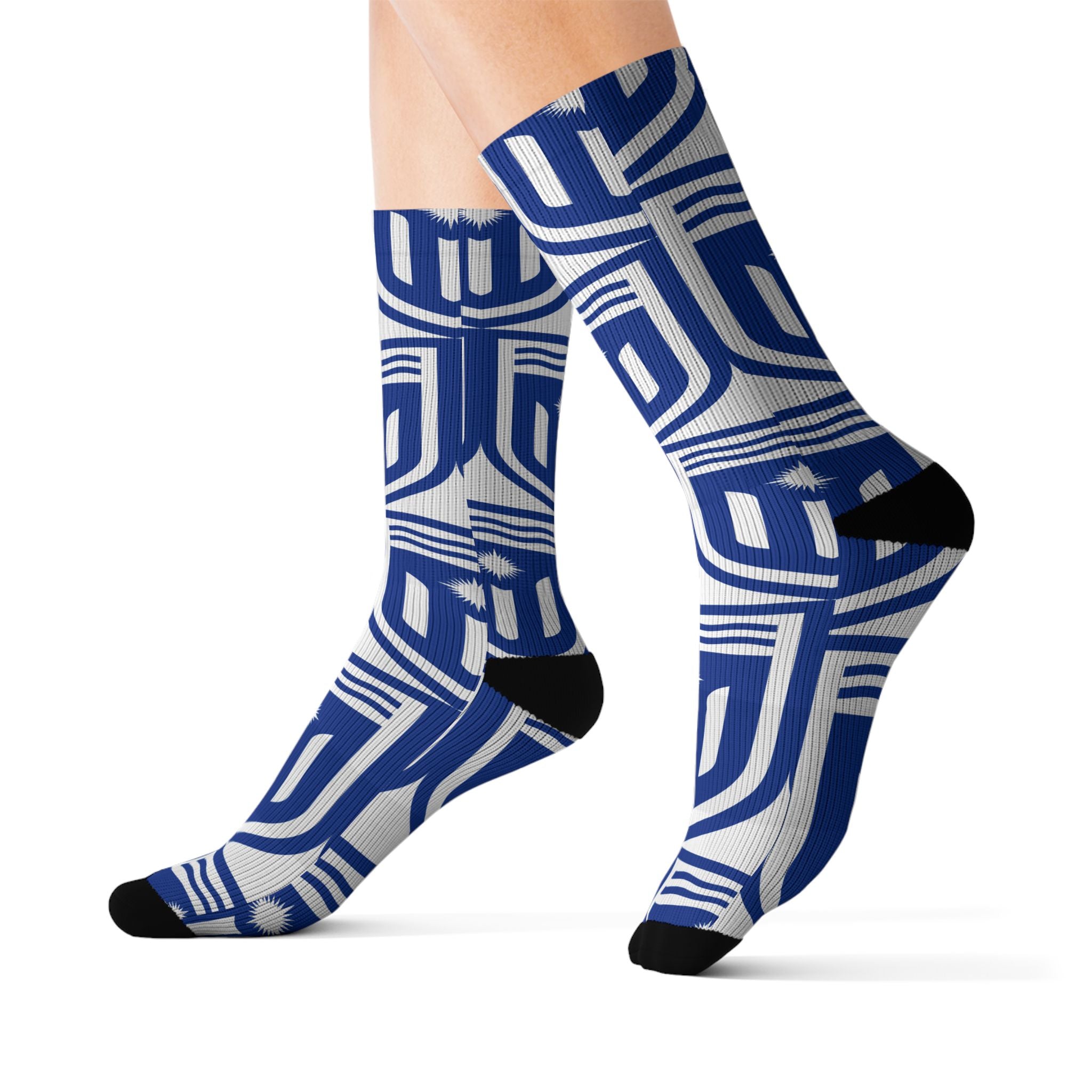 MISF Blue Geometric Shield Sublimation Socks
