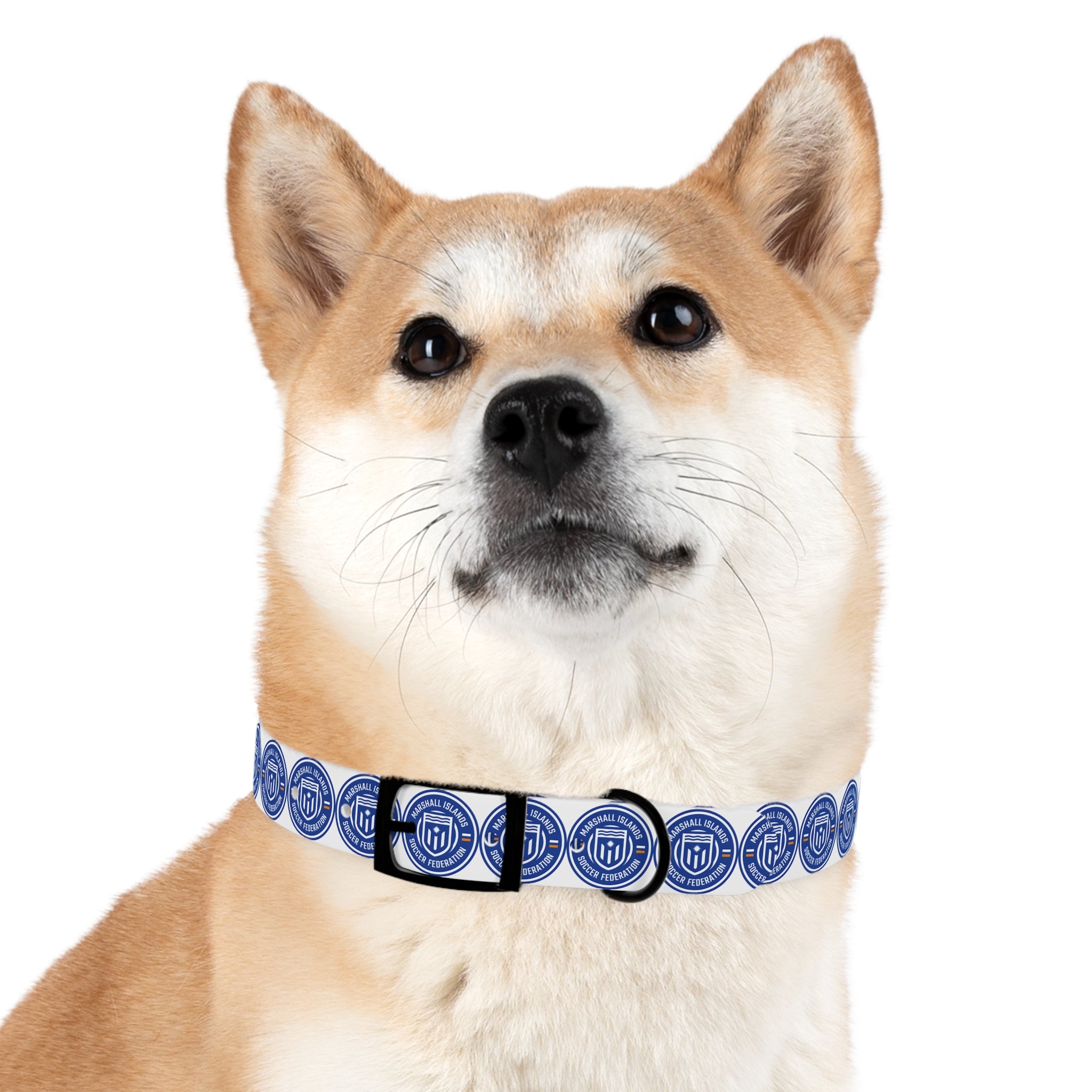 Marshall Islands Soccer Federation Dog Collar — Blue Emblem Pet Collar