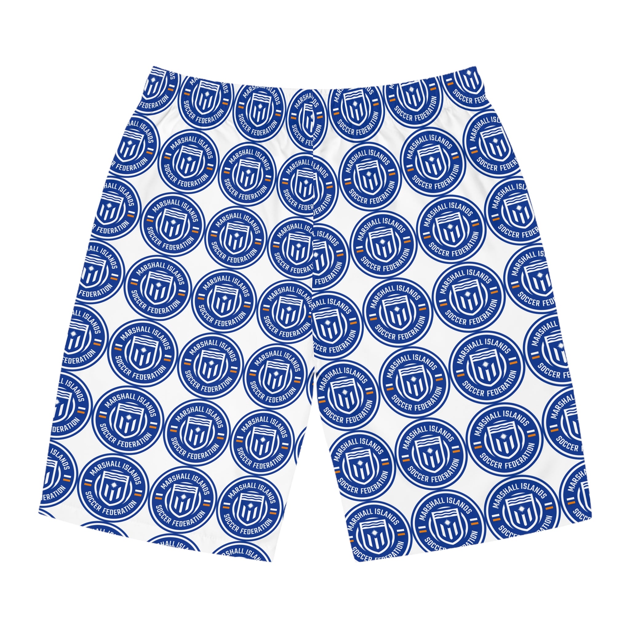 MISF Nautical Crest Board Shorts — Blue Emblem All-Over Print