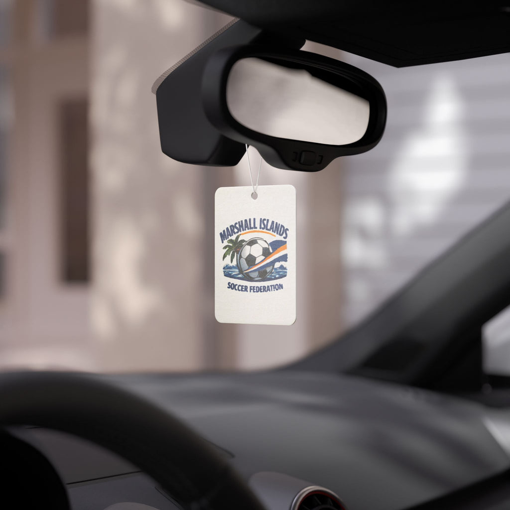 Marshall Islands Soccer Air Freshener — Car Air Freshener with Soccer Ball & Palm Tree Design