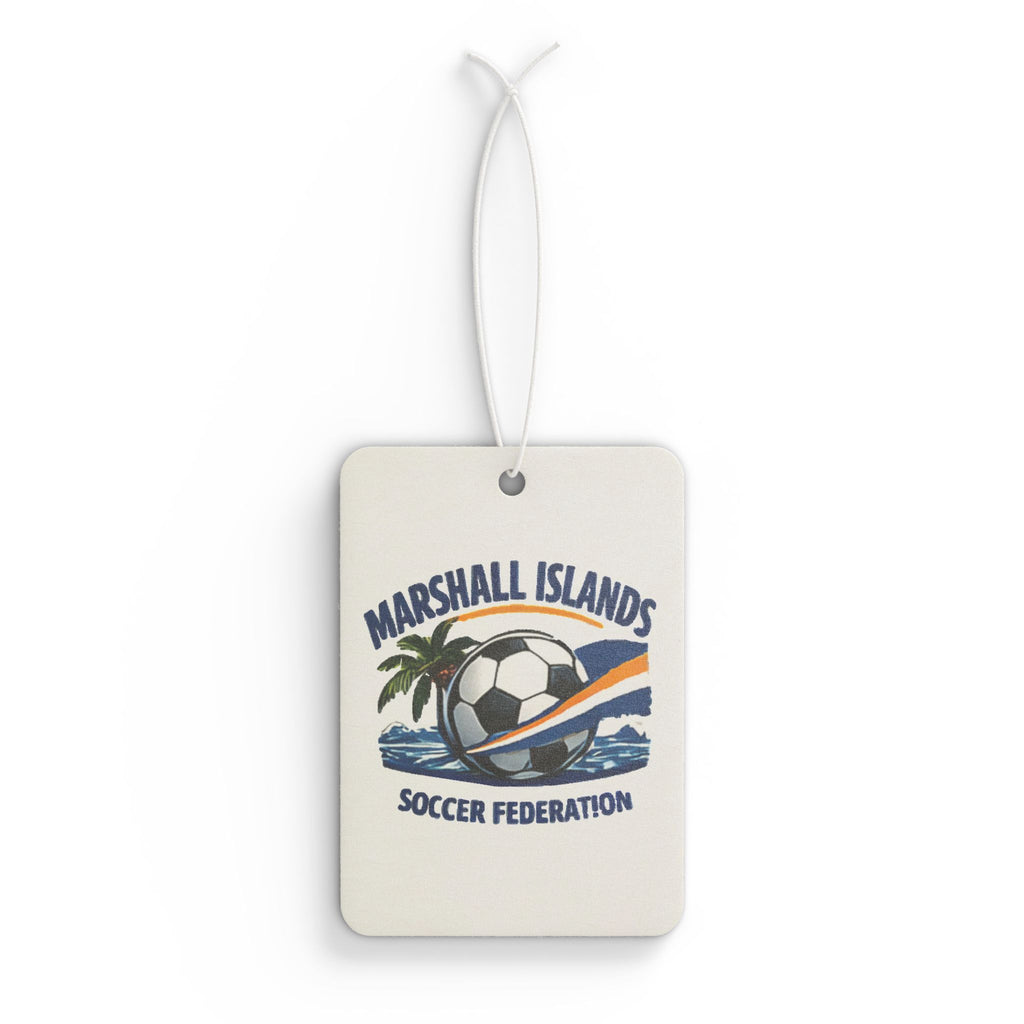 Marshall Islands Soccer Air Freshener — Car Air Freshener with Soccer Ball & Palm Tree Design