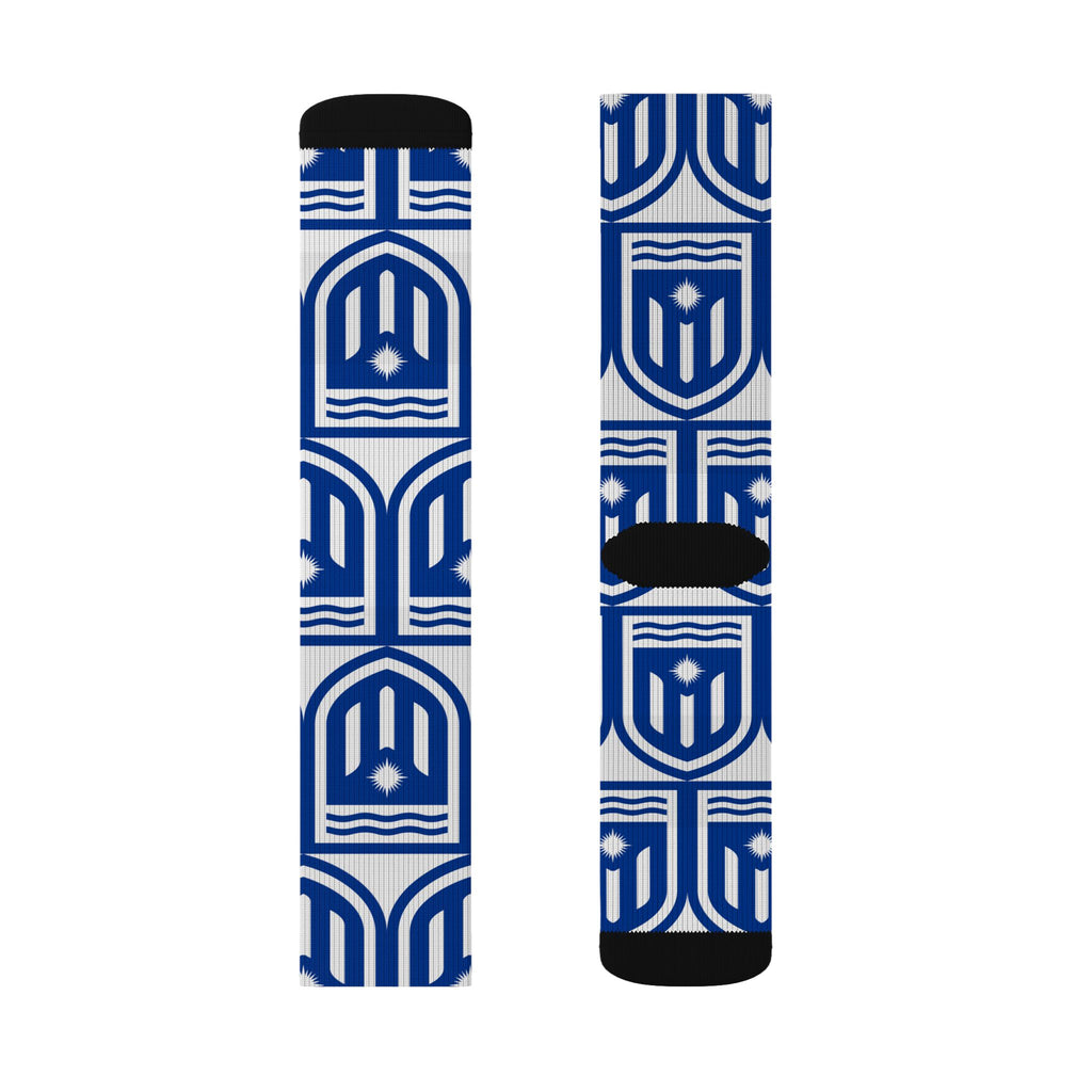 MISF Blue Geometric Shield Sublimation Socks
