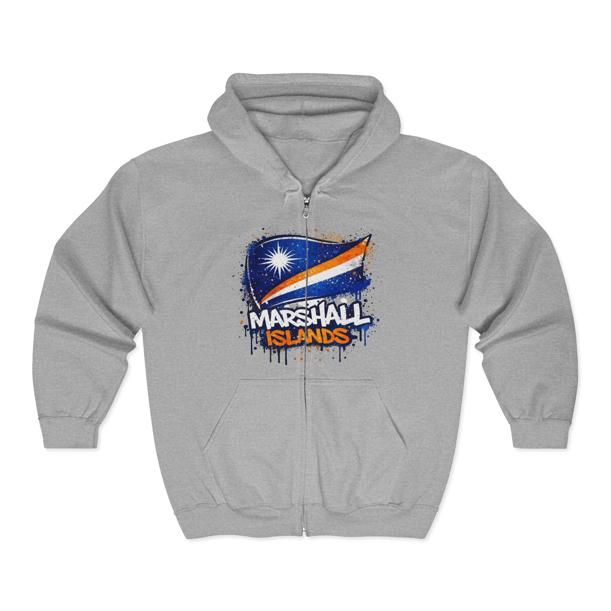 Marshall Islands Graffiti Flag Zip Hoodie — Marshall Islands Pride Full-Zip Sweatshirt