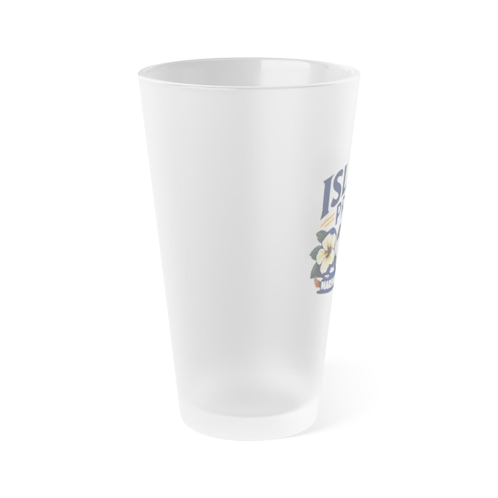 Frosted Pint Glass – "Island Pride" MISF Floral 16oz Beer & Beverage Glass