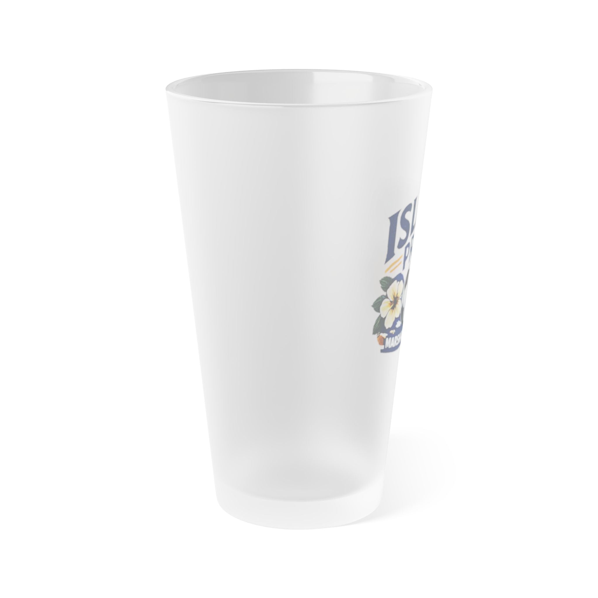 Frosted Pint Glass – "Island Pride" MISF Floral 16oz Beer & Beverage Glass