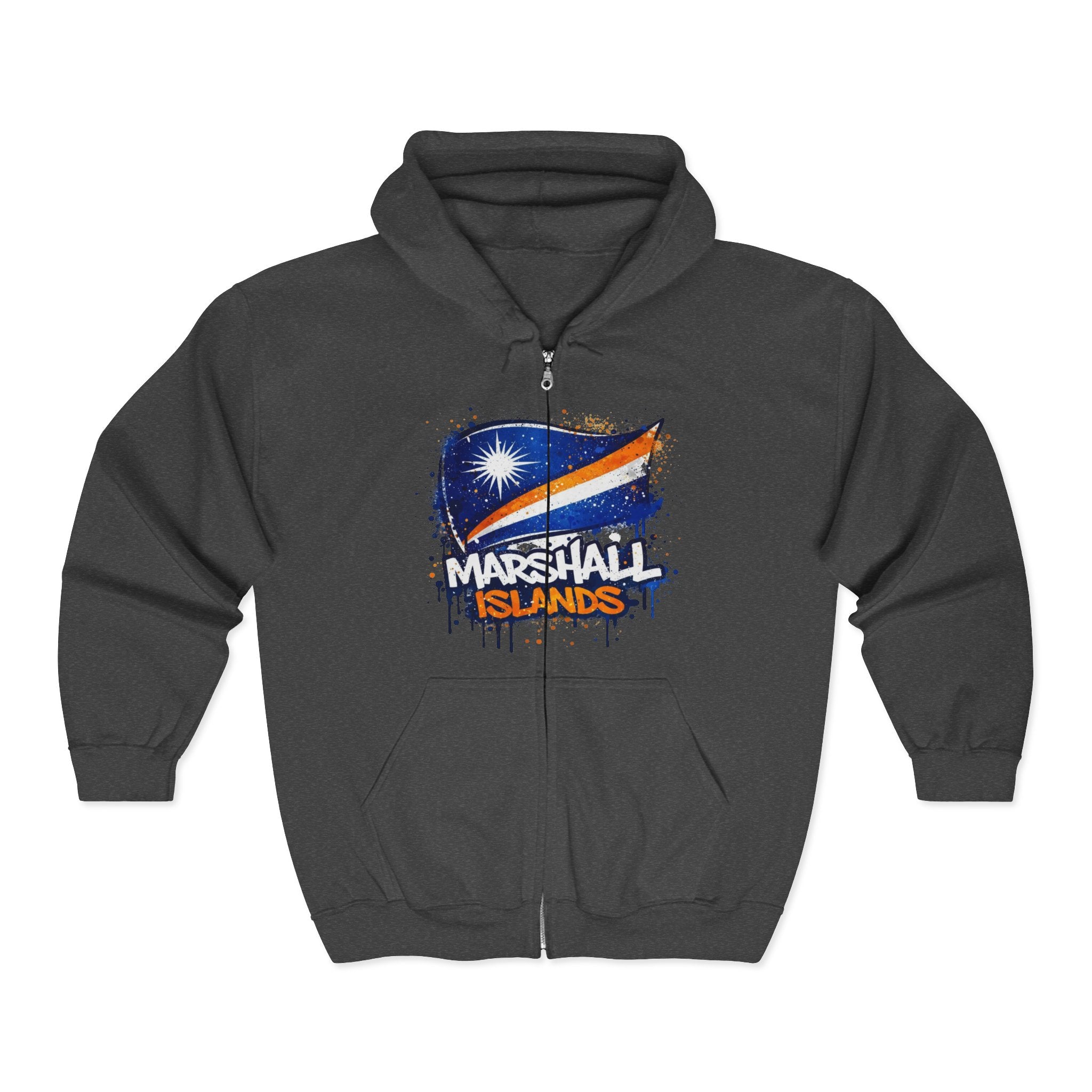 Marshall Islands Graffiti Flag Zip Hoodie — Marshall Islands Pride Full-Zip Sweatshirt