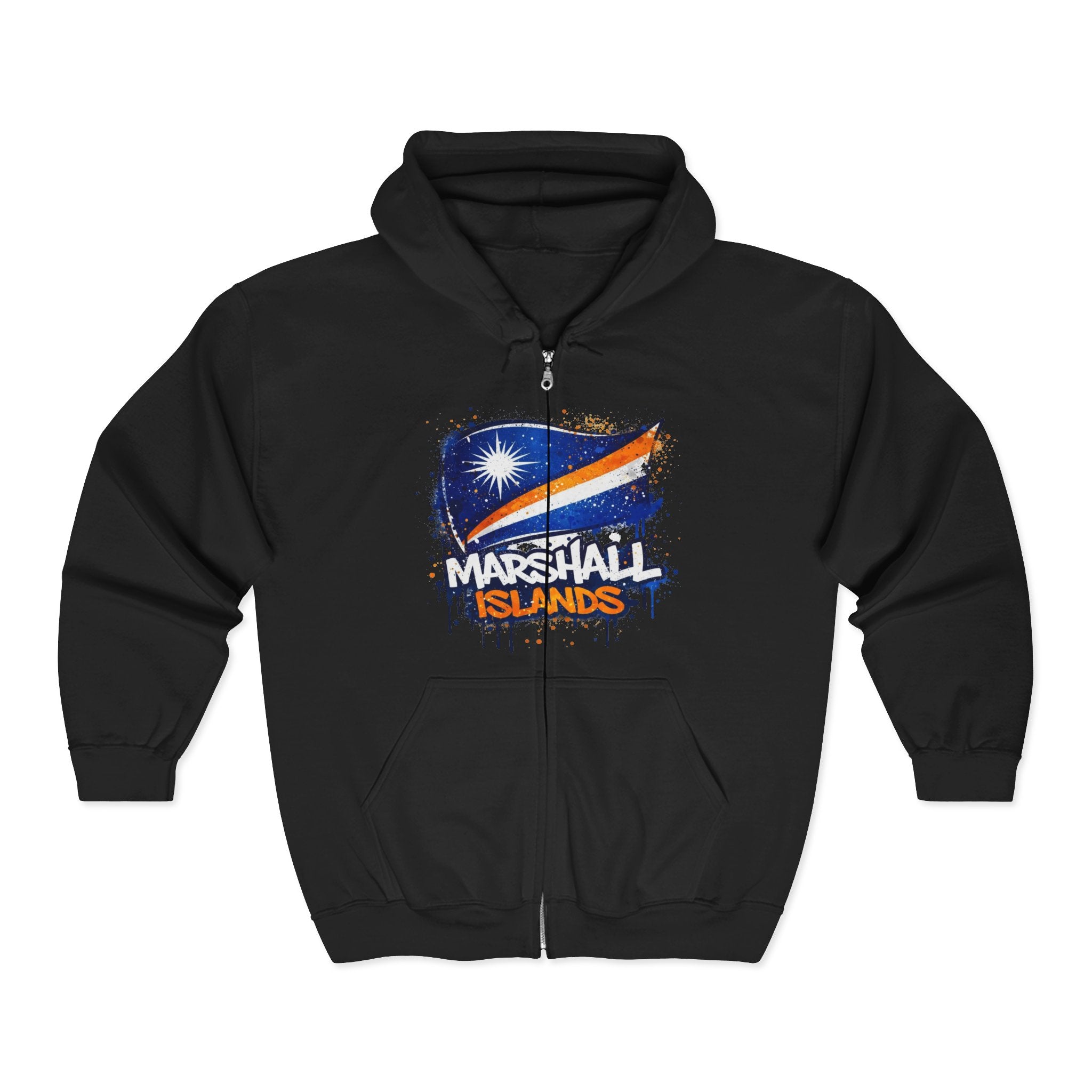 Marshall Islands Graffiti Flag Zip Hoodie — Marshall Islands Pride Full-Zip Sweatshirt