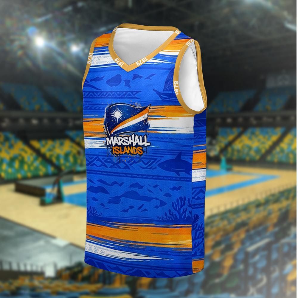 All-over Print V-neck Sleeveless Basketball Jersey Tank Top